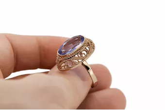 Alexandrite 14 كارت من الذهب الأحمر الوردي خاتم أسلوب فينتاج vrc374r